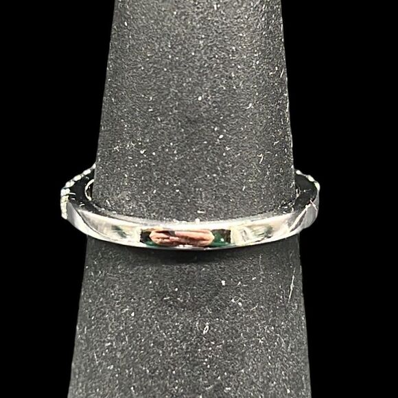 Blue Sapphire Halo Ring Woman’s Size 6 White Simulated CZ Silver Base Metal - Picture 6 of 8